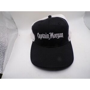Captain Morgan Spiced Rum Trucker Hat Black White Mesh Snapback Baseball Cap